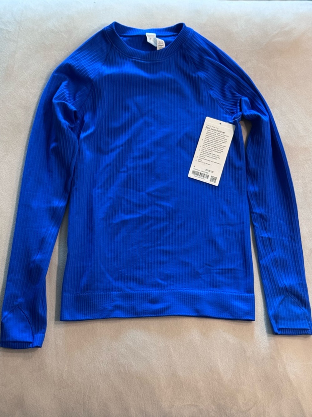 LULULEMON Bright Royal Blue Ribbed Long Sleeve Top
